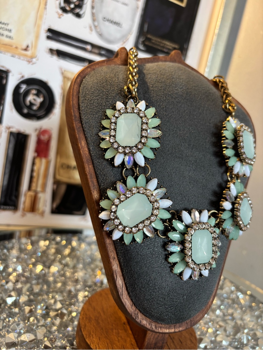 Cara New York Mint Green Statement Bib Necklace - Picture 3 of 8
